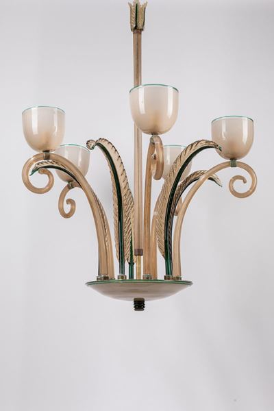 Lampadario in vetro di Murano, 1930 ca.
