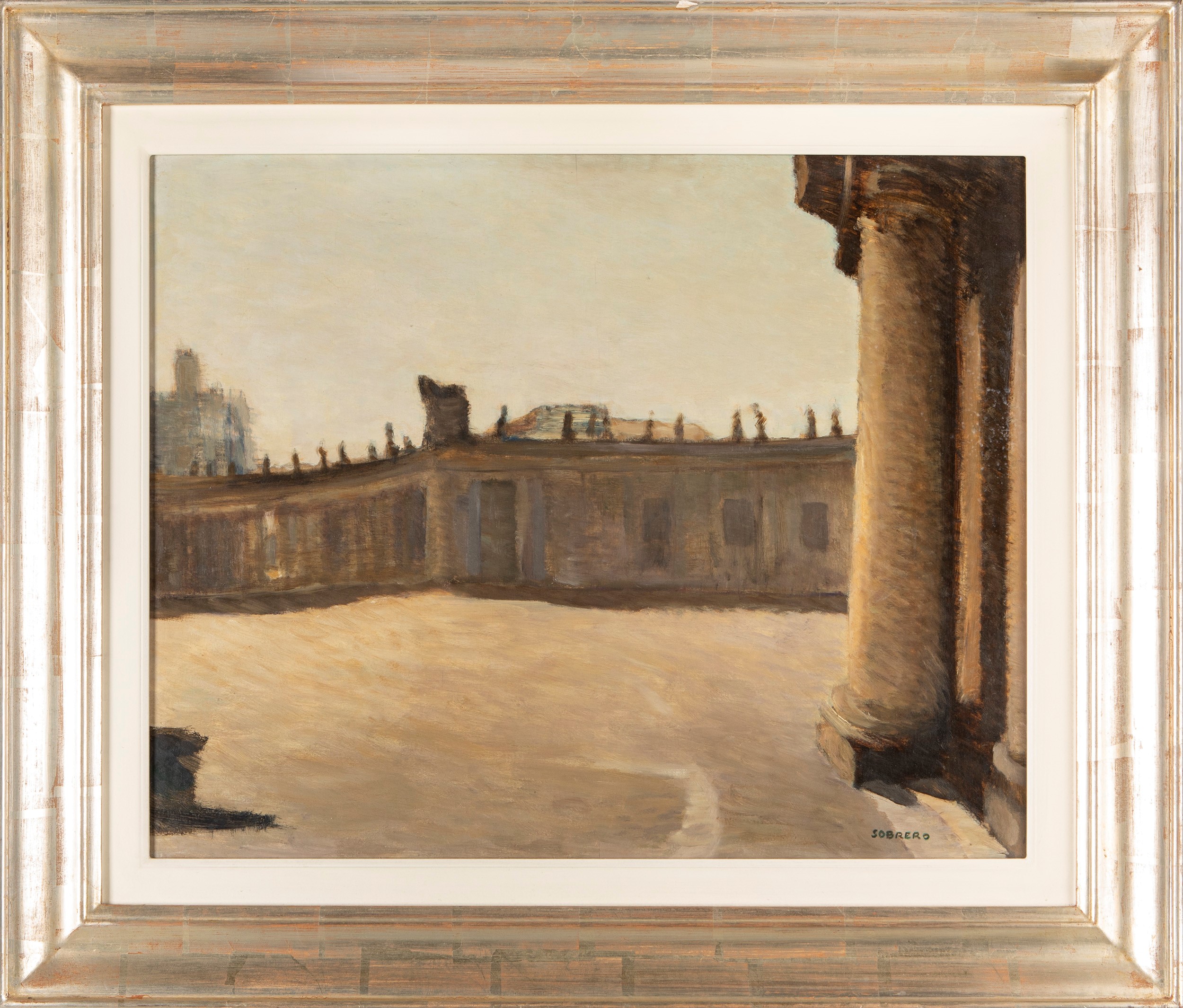 Emilio Sobrero - Roma, Piazza San Pietro, olio su legno