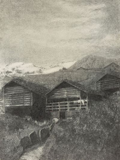 Baite a Gressoney (nello Sfondo il M. Rosa)