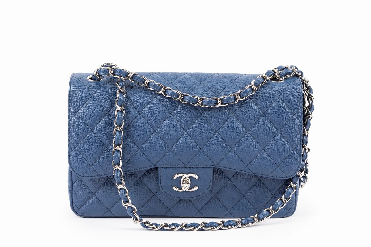 【ヴィンテージ】Rank:S☆Chanel Black Blue Series23 Flap Bag My Sister's Closet | Chanel Chanel Dark Blue Pleated Double