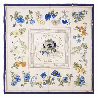 Hugo Grygkar, Foulard Quai aux fleurs in seta, 1952