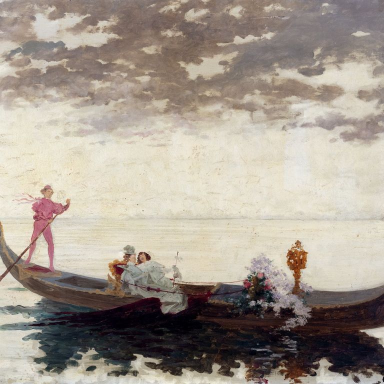 Giuseppe Signorini - Corteggiamento in gondola 1900 | Arte Figurativa ...