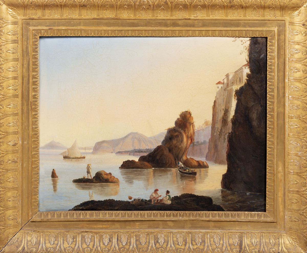 Scuola Napoletana, Secolo XIX - Scuola napoletana, Veduta del Golfo di Napoli dalla costiera Sorr...