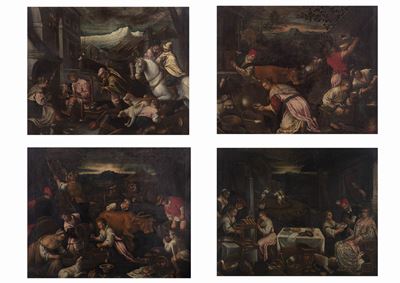 Anonimo, Le quattro stagioni - Olio su tela, cm 97 x 120 ciascuno
