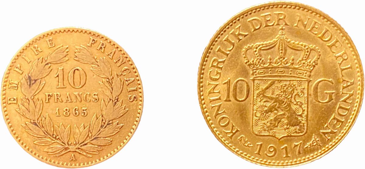 Moneta, Dieci Franchi di Francia e Dieci Gulden Olandesi