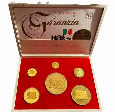 Serie di sei medaglie in oro per il primo centenario dell’Unità d'Italia 1861-1961