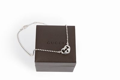 Collana in argento con cuore centrale, cm 40
