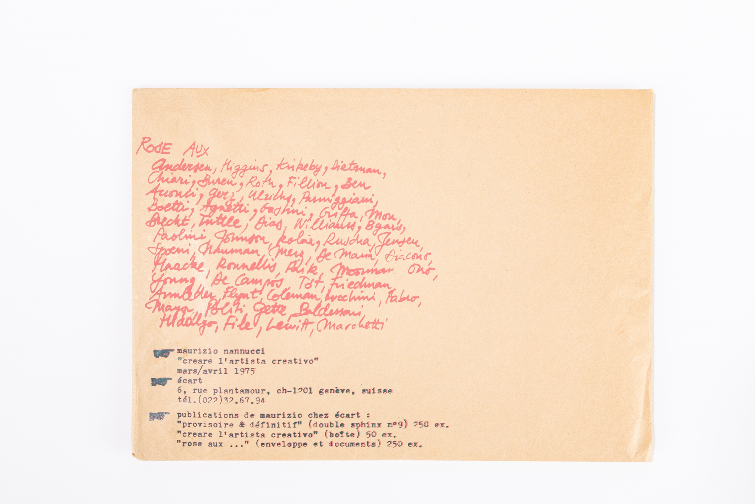 Maurizio Nannucci - Rose Aux, edizione di multipli d'Artista, 1975