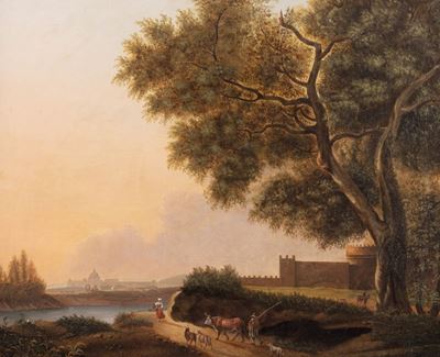 Veduta di Roma con la Basilica di San Pietro in Lontananza