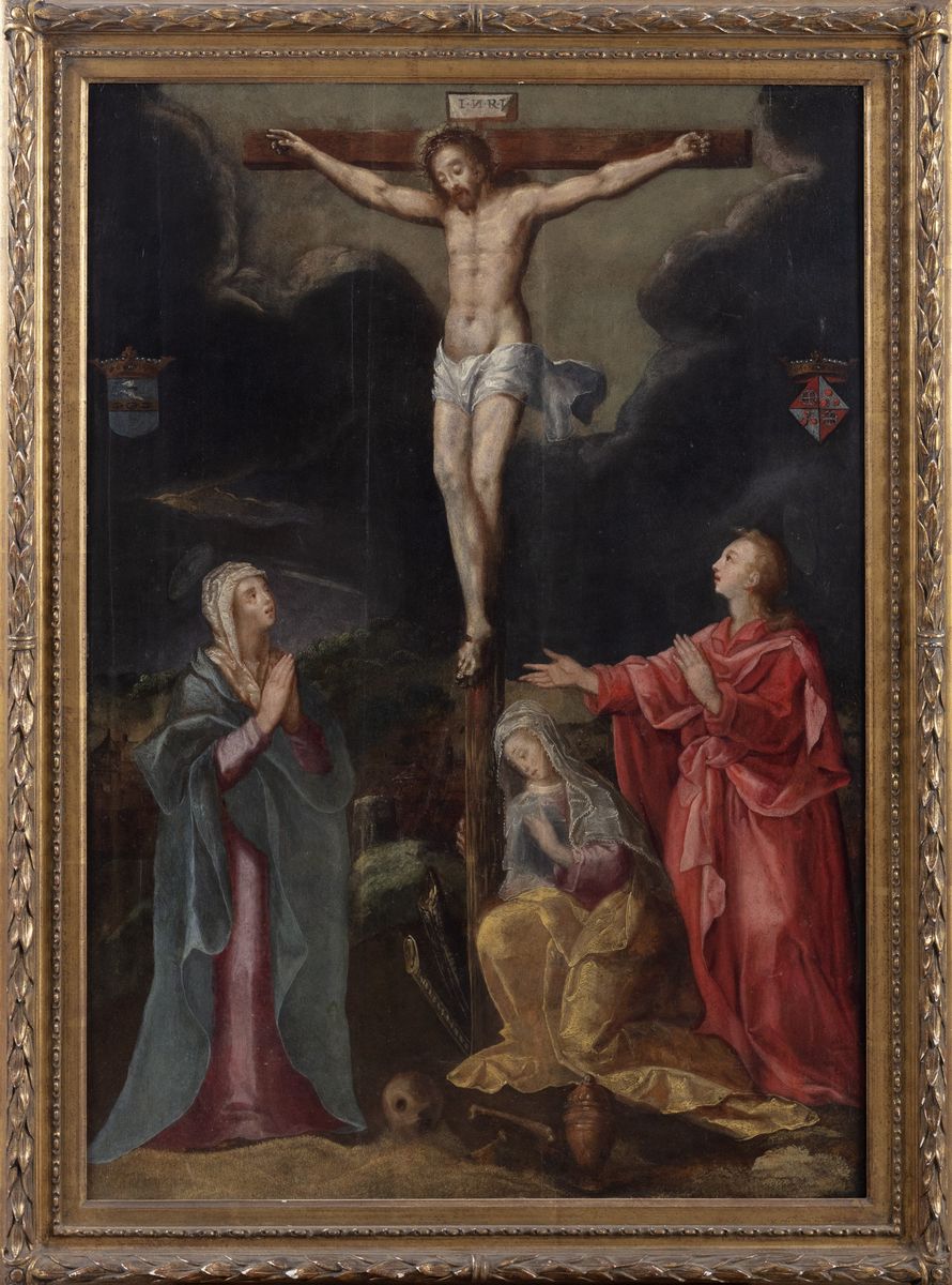 Scuola Fiamminga, Secolo XVII - Crocifissione con la Vergine, la Maddalena e San Giovanni