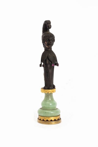 Sigillo in Metallo e Giada Raffigurante Giullare, Francia Secolo XIX