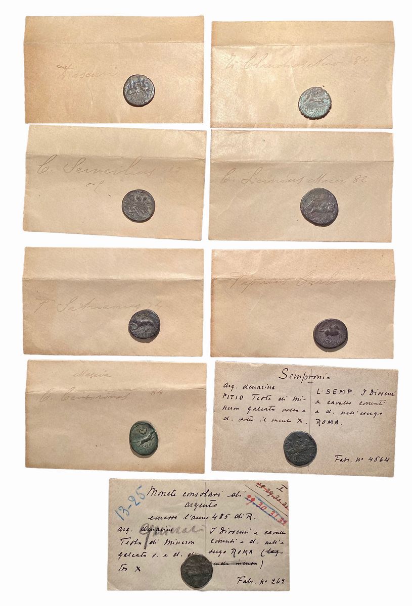 Repubblica Romana - Lotto di 9 denari consolari romani, con esemplari delle Gens Sempronia, Gens ...