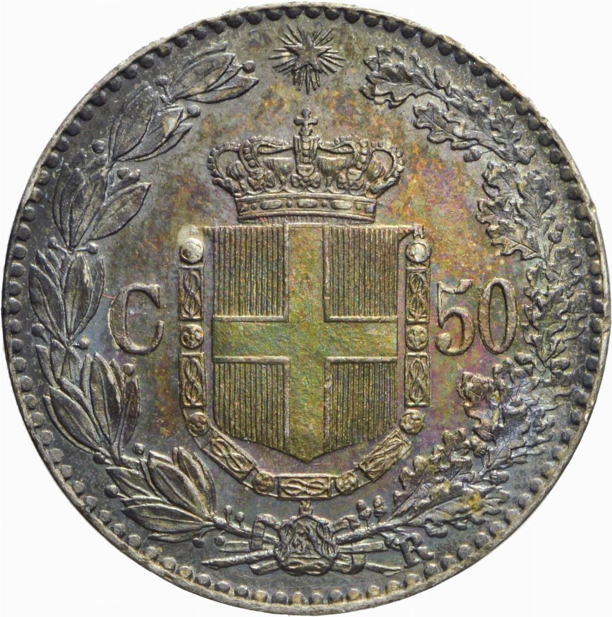 Regno D'italia - Umberto I, Moneta da 50 centesimi del 1892