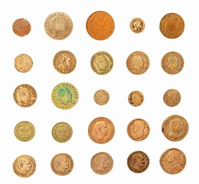 Regno di Sardegna e Regno d’Italia, Lotto di 25 monete in argento e rame