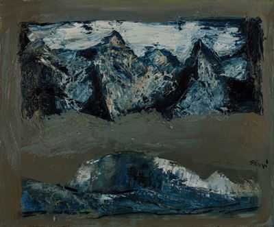 Senza titolo (montagne), olio su tela