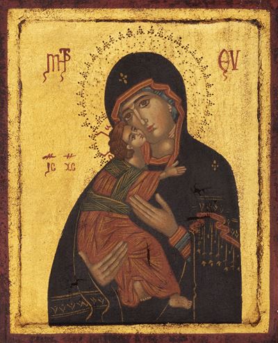Icona Russa Raffigurante Madonna con Bambino