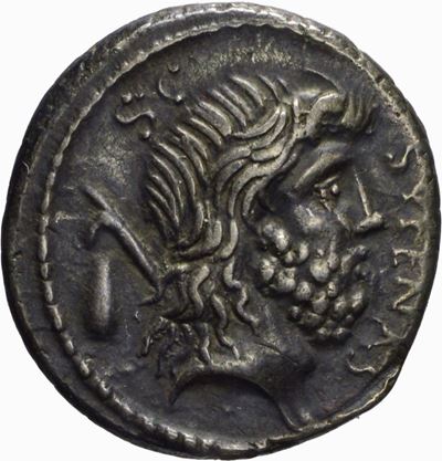 GENS NONIA, M. Nonius Sufenas, Denario, emissione 49 a.C.
