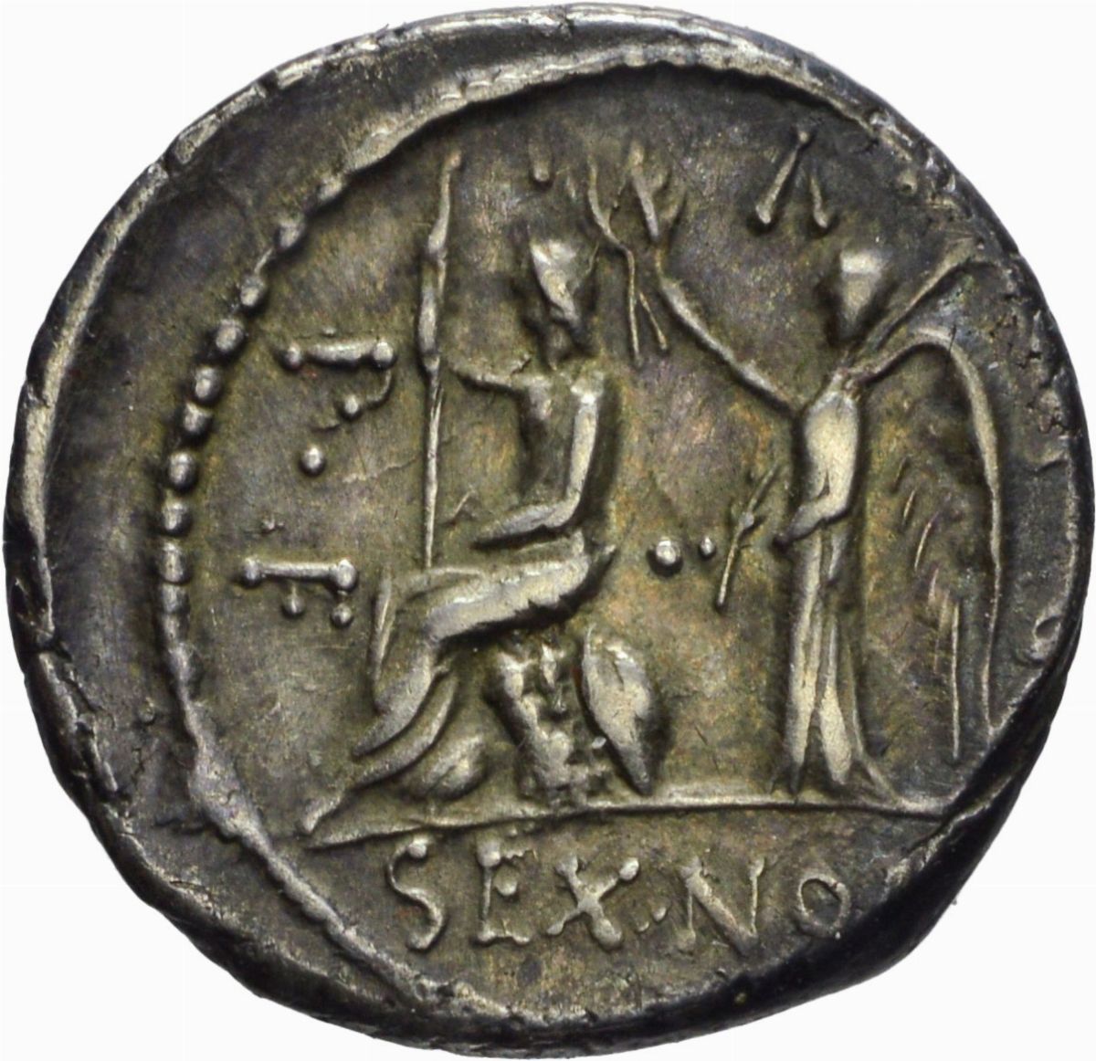 Repubblica Romana - GENS NONIA, M. Nonius Sufenas, Denario, emissione 49 a.C.