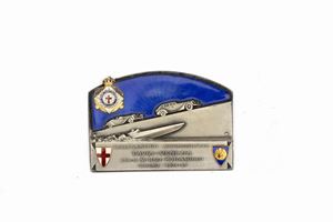 Placca in metallo e smalti del Collegamento Automobilistico Pavia - Venezia per il VI Raid motonautico, giugno 1934