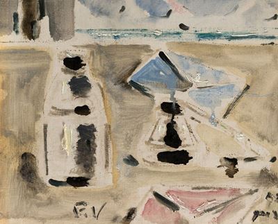 La lettera azzurra, olio su cartone telato, 1952