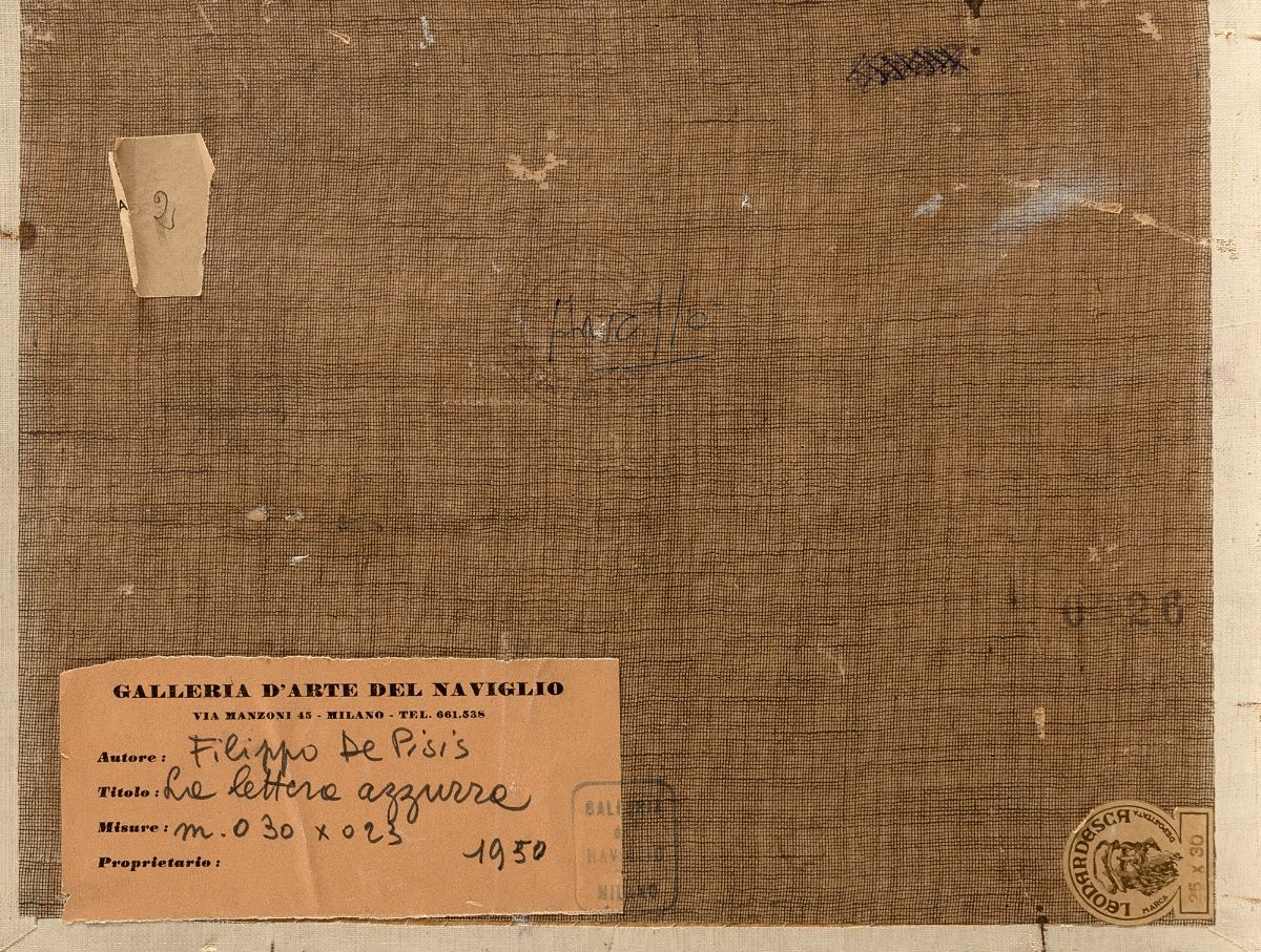 Filippo De Pisis - La lettera azzurra, olio su cartone telato, 1952