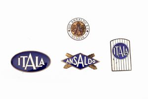 Lot consisting of four metal and enamel plaques
