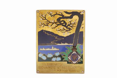 Placca in Metallo Dorato e Smalti del III Circuito Novarese di Regolarità, 7 Maggio 1933