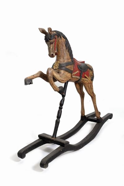 Cavallino a Dondolo in Legno Laccato, Secolo XX