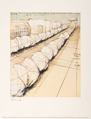 Christo - Wrapped trees, project for a venue des Champs-elyees and the round point in Paris