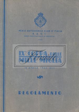 Rule book of the X Coppa delle Mille Miglia - 14th April 1935 - XIII 