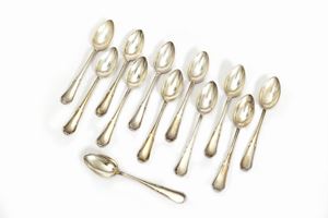 Set of twelve silver teaspoons