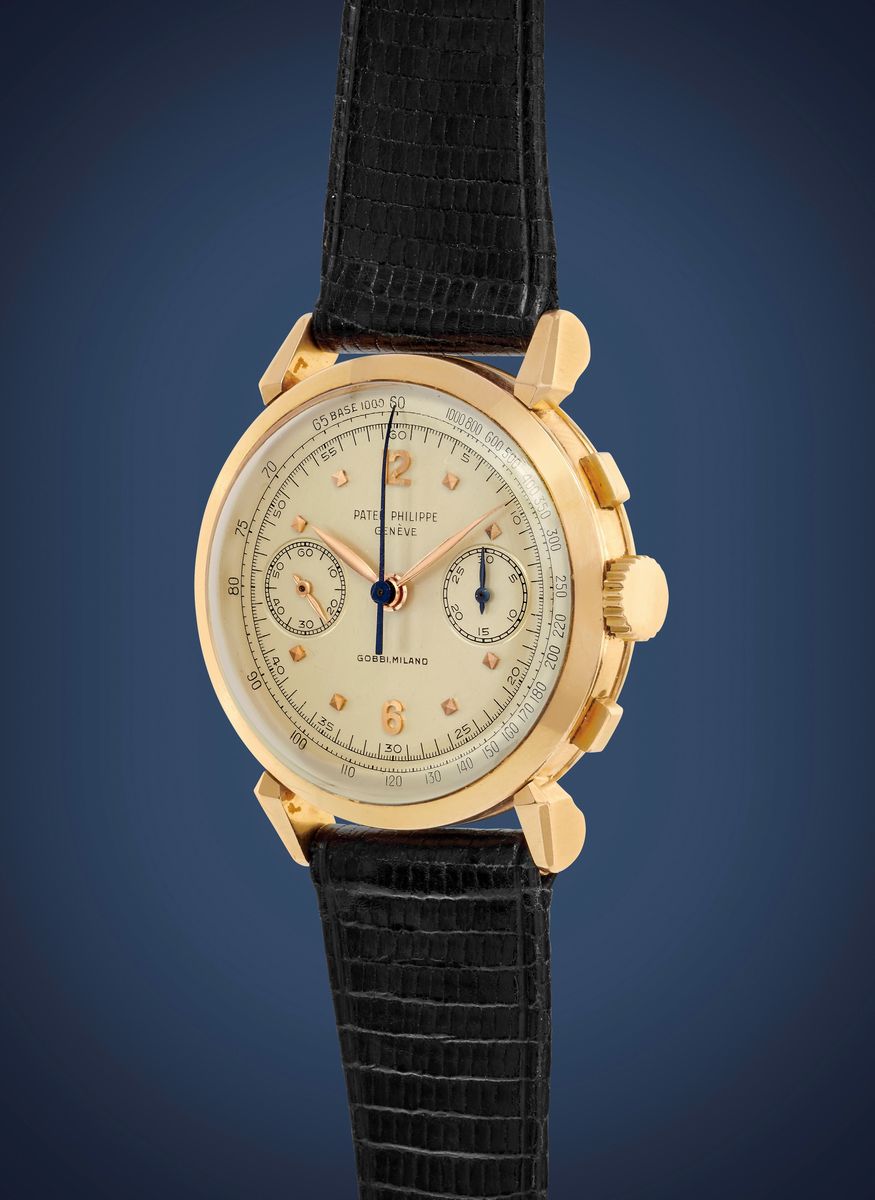 Patek Philippe - Cronografo 1579 personalizzato per Gobbi, oro rosa, 1955