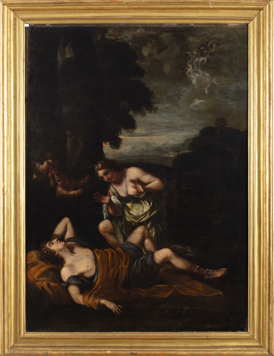 Scuola Romana, Secolo XVII - Autore sconosciuto, Diana e Endimione, olio su tela