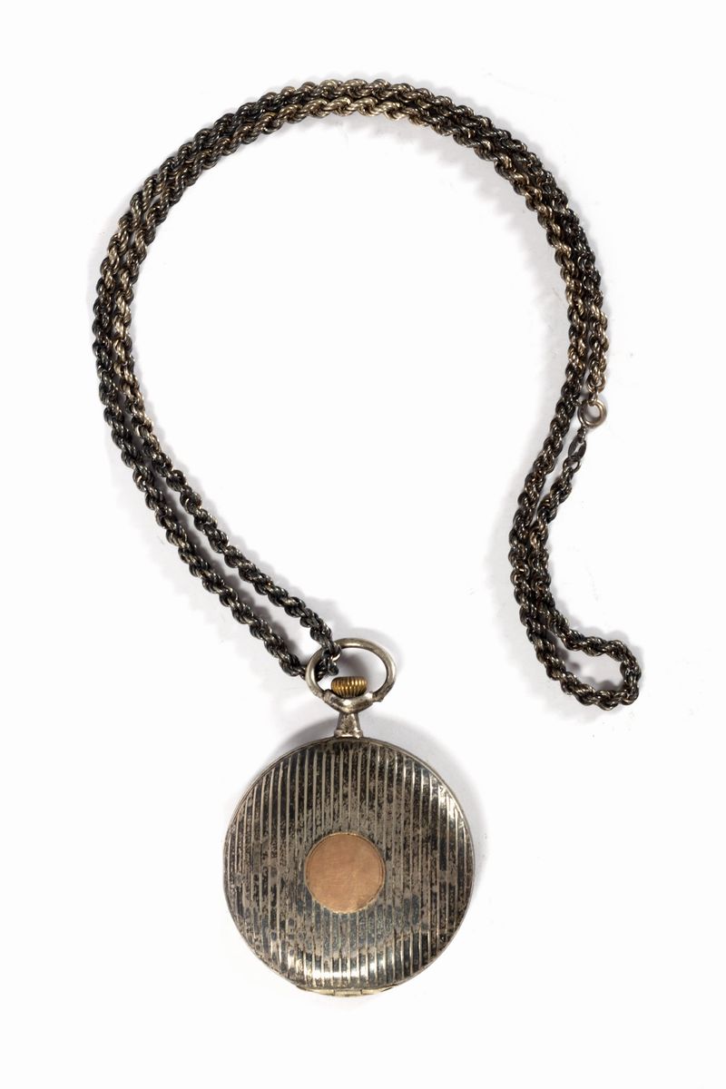 Omega - Orologio da Tasca in Argento Niellato a Doppia Cassa, Inizi Secolo XX