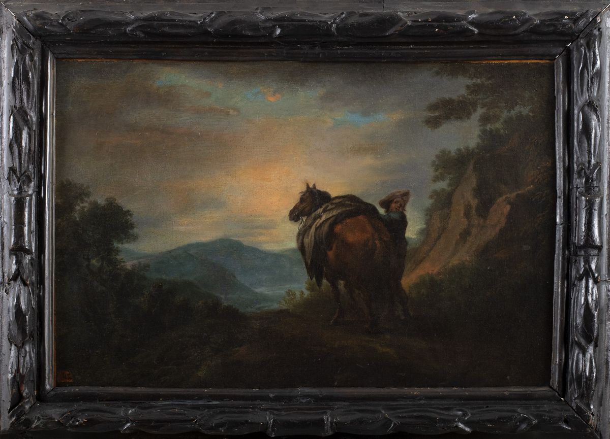 Scuola Fiamminga, Secolo XVII - Paesaggio con Viandante