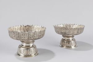 Two silver steam cups. Siam (Thailand), 19th century