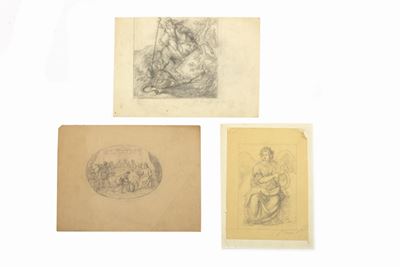 Lotto di Tre Disegni: Musa; le Nozze di Cana; e San Giorgio ed il Drago