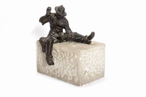 Small bronze sculpture depicting a sculpting man, 19th century