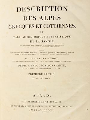 Description des Alpes grecques et cottiennes ou tableau historique et statistique de la Savoie