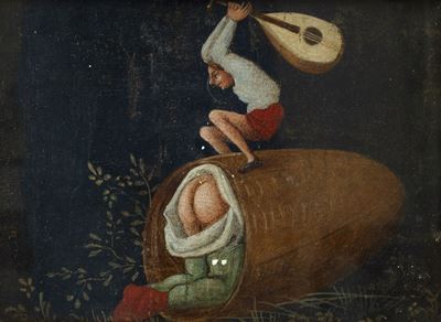Scena grottesca, olio su tavola
