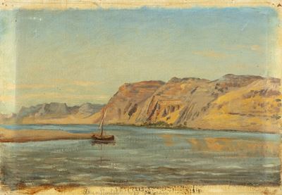Abu Simbel, olio su tela riportata su cartone