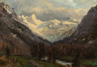 Visione dolomitica, olio su cartoncino riportato su tela