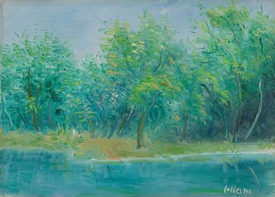 Paesaggio presso Parigi, olio su tela, 1964