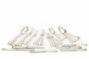 Six-piece set of silver cutlery