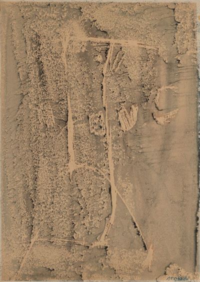 Senza titolo, gouache su carta applicata su cartoncino