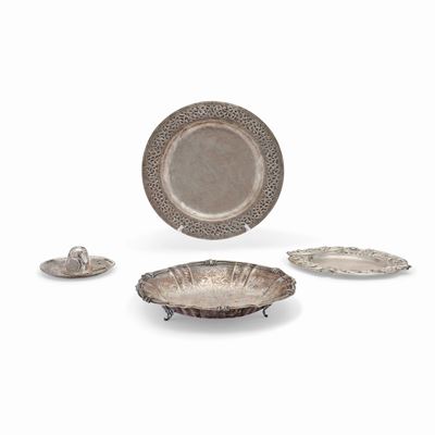 Set di quattro oggetti in argento, Italia, XX secolo