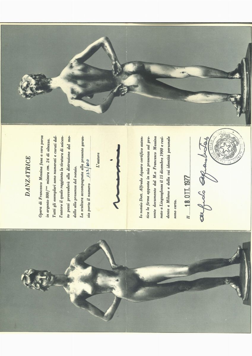 Francesco Messina - Danzatrice in argento, XX secolo, cera persa