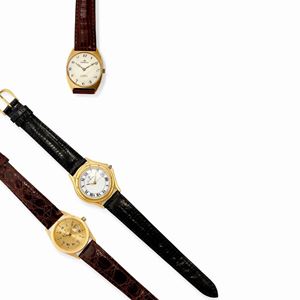 Three 18k yellow gold wristwatches, Jan Berthier and Berios, defects