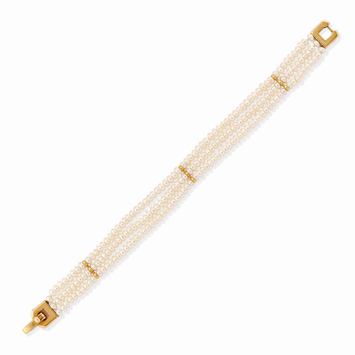 Bracciale e Due Coppie di Orecchini in Oro Giallo 18k e Perle Coltivate D'acqua Dolce