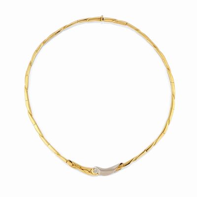 Collana in Oro Giallo 18k, Platino e Diamante